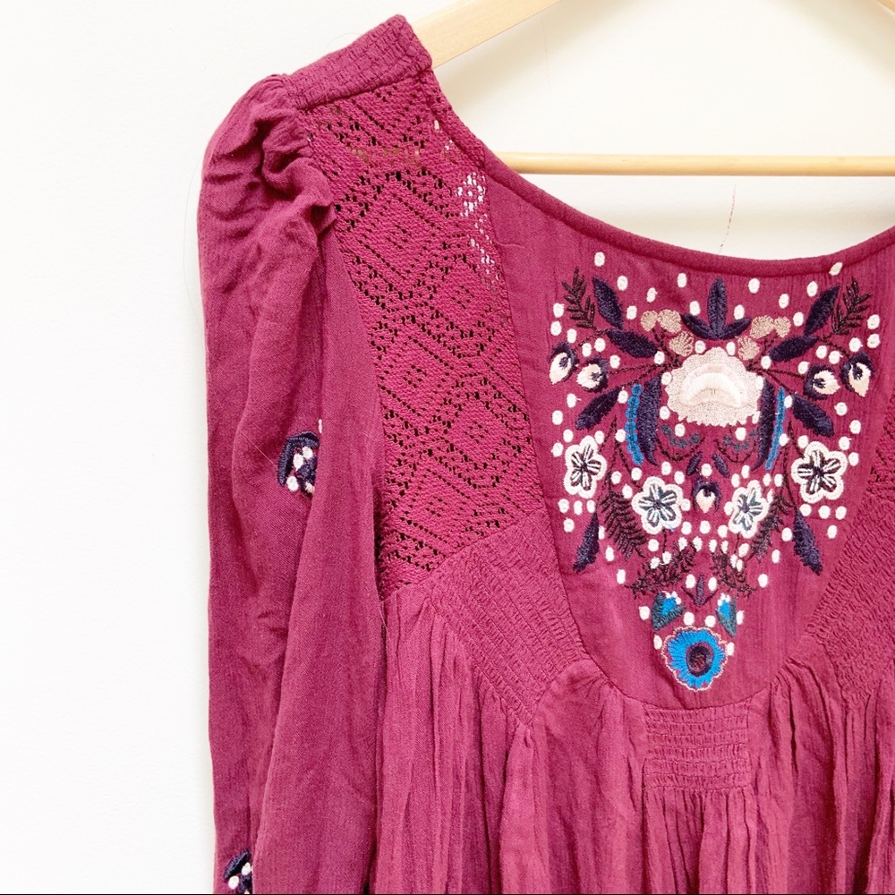 free people plum embroidered dress XS - Picture 3 of 8